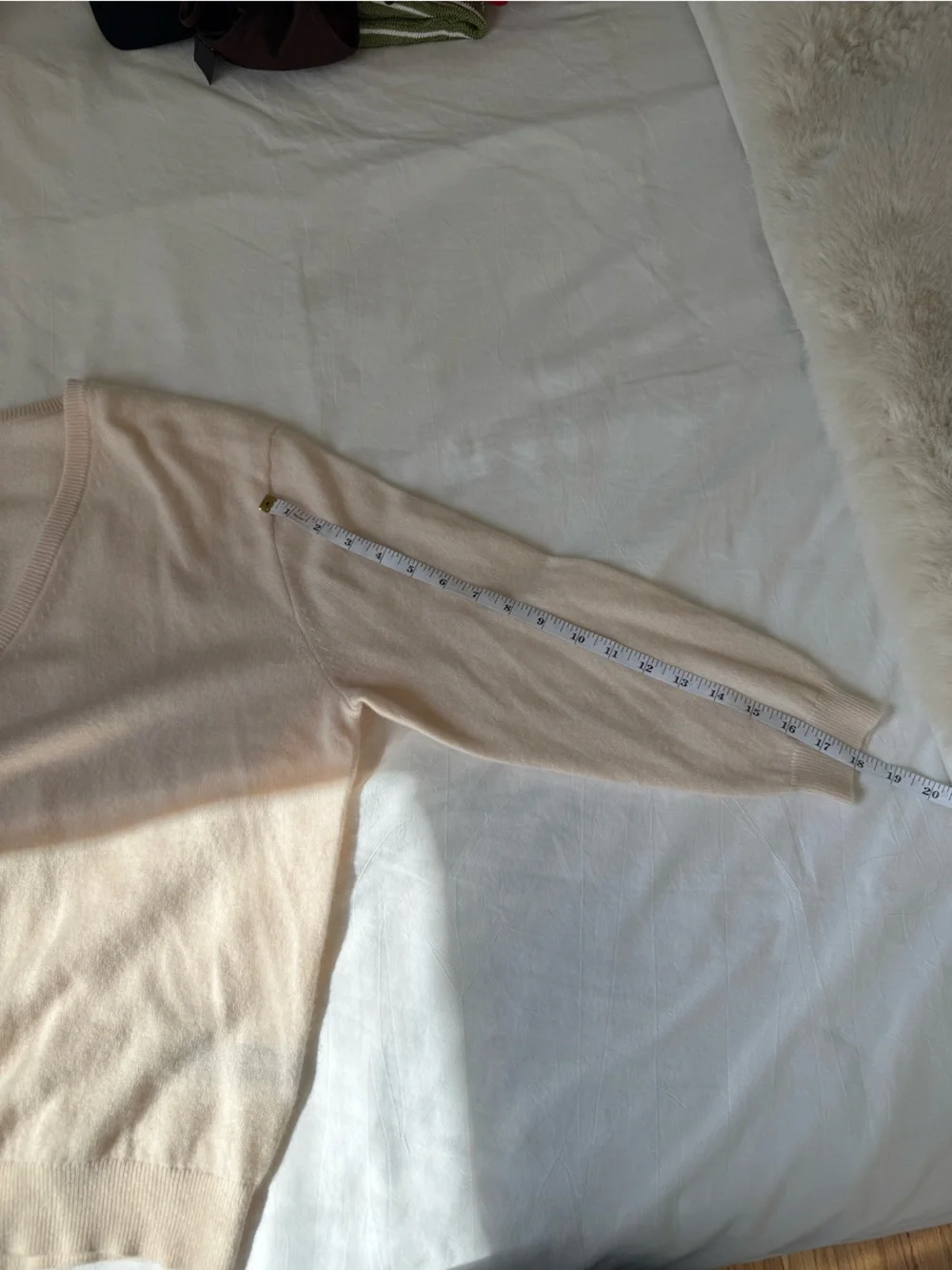J. Crew Women's Light Cream V-Neck Cashmere Sweater
